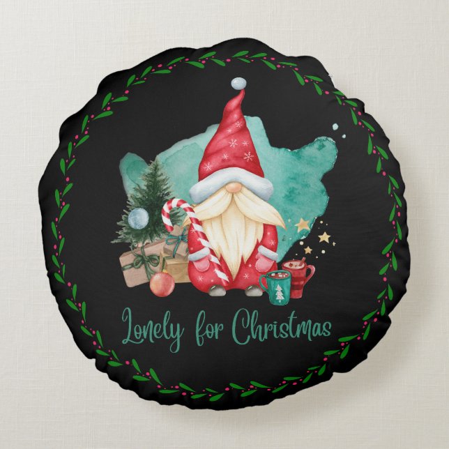 Lonely For Christmas Nome Ornament Round Pillow (Back)