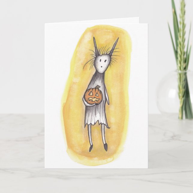 Lonely Ghoul with Pumpkin Card (Front)