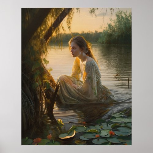 Lonely Girls Surreal Lake Encounter Poster