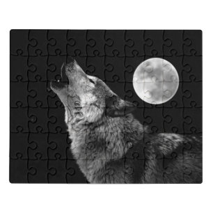 Lonely Grey Wolf & the Fullmoon Jigsaw Puzzle
