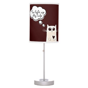 Lonely Hearts Cat And Quote Table Lamp by DippyDoodle at Zazzle