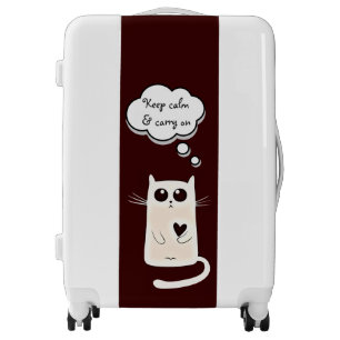 Lonely Hearts Cat Keep Calm and Carry On Quote Luggage