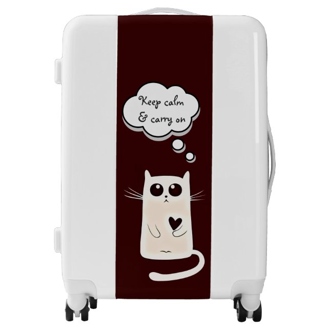 Lonely Hearts Cat Keep Calm and Carry On Quote Luggage (Front)