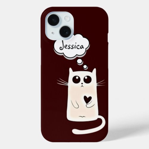 Lonely Hearts Cat Personalised Speech bubble iPhone 15 Case