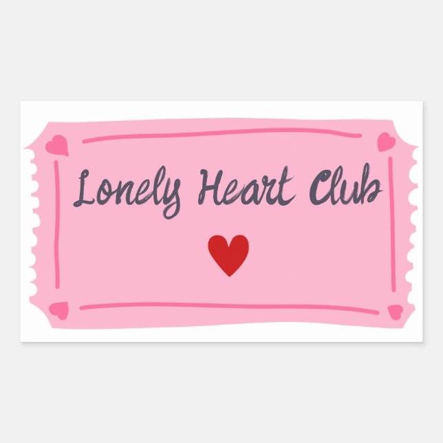 Lonely Hearts Club Valentines Day Rectangular Sticker (Front)