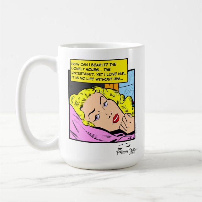 Lonely Hearts Retro Romance Comic Coffee Mug (Left)