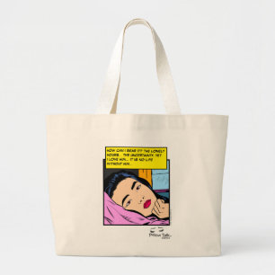 Lonely Hours Vintage Romance Comic Art Large Tote Bag