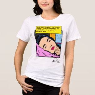Lonely Hours Vintage Romance Comic Art Tri-Blend Shirt