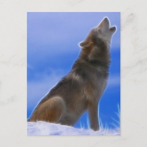 Lonely Howling Endangered Gray Wolf Postcard