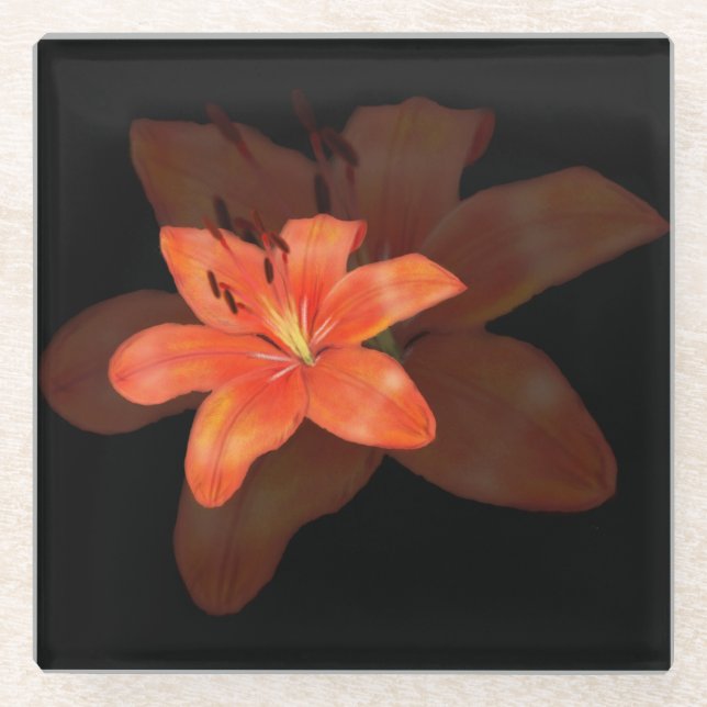 Lonely Lily Flower Glass Coaster (Front)