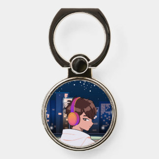Lonely Night Vibes Anime Boy Illustration Phone Ring Stand