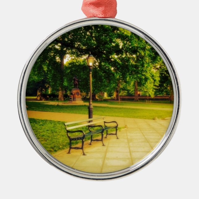 Lonely Park Bench Metal Ornament (Front)