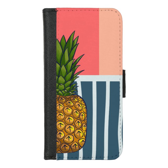Lonely pineapple, funky bright  iPhone wallet case (Front)