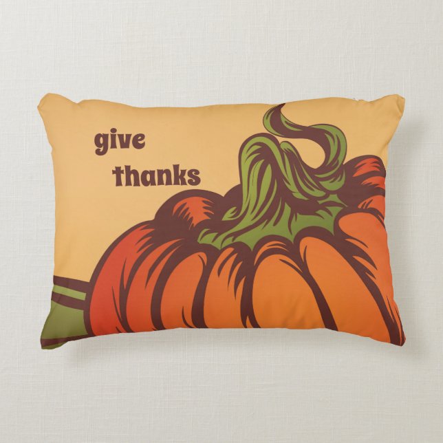 Lonely pumpkin one the field. Autumn leaves fall. Accent Pillow (Front)