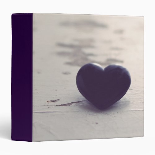 Lonely Purple Stone Heart on a Wet Sandy Beach Binder