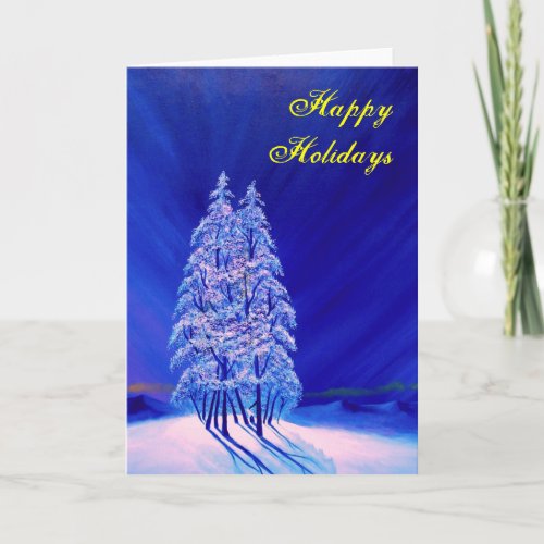 Lonely Purple Trees Holiday Card
