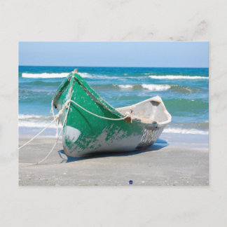 Lonely-row-boat607 Row boat ocean beach shore wave Postcard