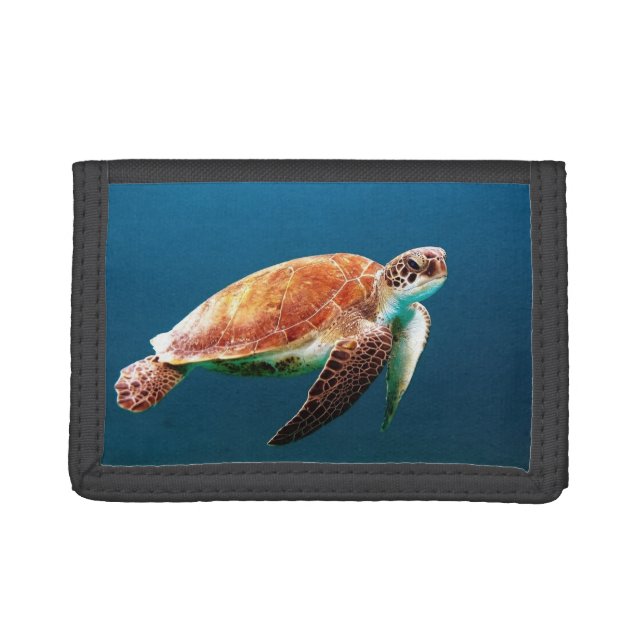 Lonely Sea Turtle Tri-fold Wallet (Front)