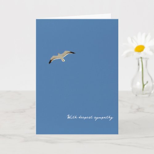 Lonely Seagull Flying Sky With Deepest Sympathy Card