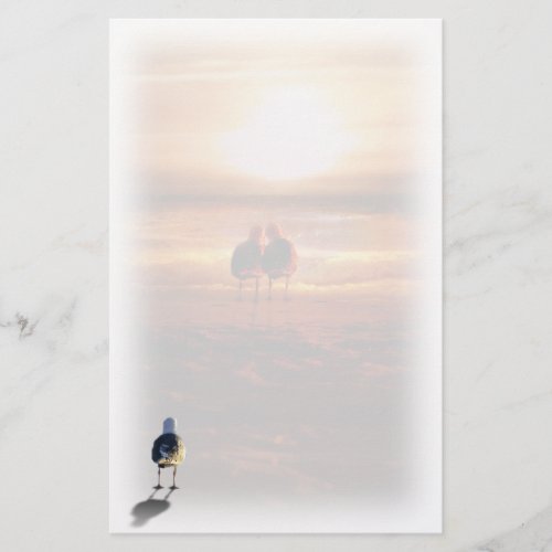 Lonely Seagull on the Beach Stationery