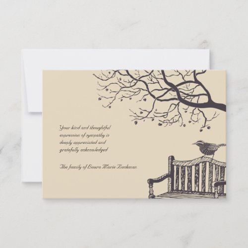Lonely Sparrow Bereavement Thank You Card