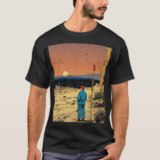 Lonely Traveler in Desert Sunset Art T-Shirt