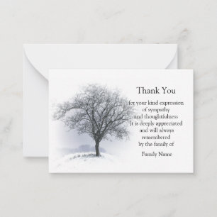 Lonely Tree On Winter Thank You Card