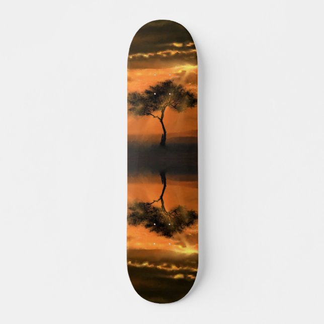Lonely Tree Sunbeams Skateboard (Front)