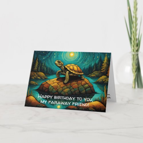 Lonely Turtle Long Distance Friend Birthday Card