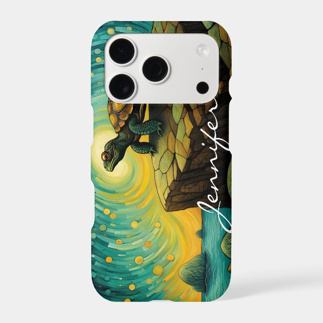 Lonely Turtle Thinking of You Name Iphone Case (Back)