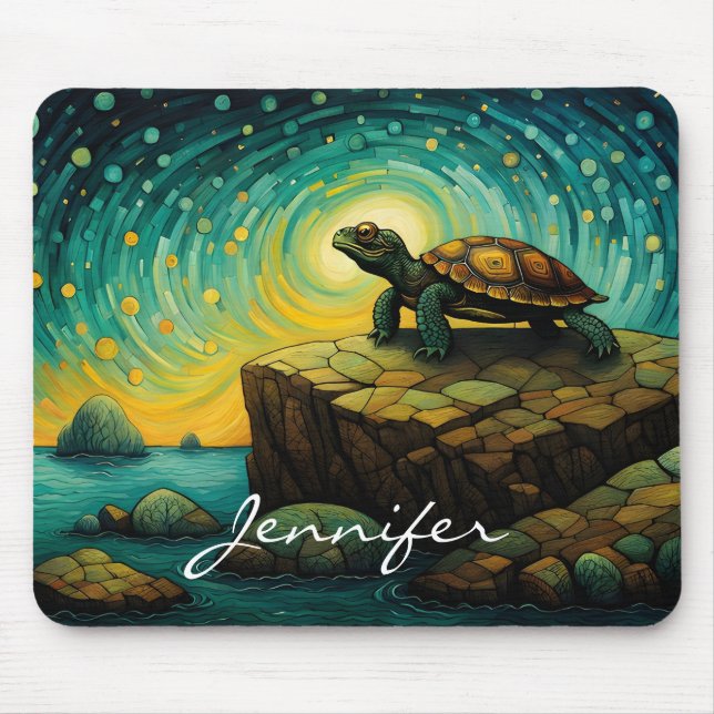 Lonely Turtle Thinking of You Name Mouse Pad (Front)