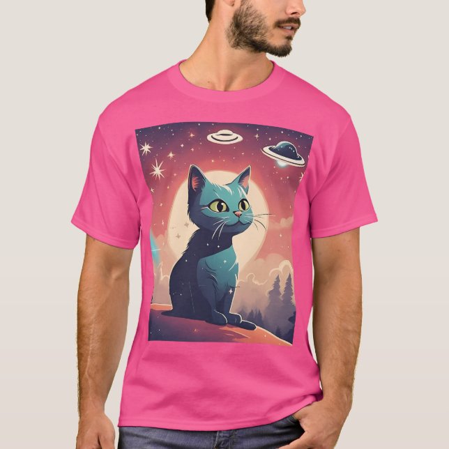 Lonely Ufo Cat T-Shirt (Front)