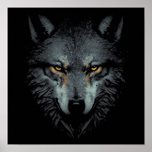 Lonely Wolf face black Poster