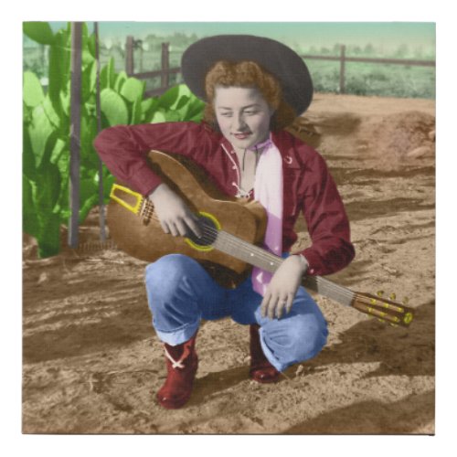 Lonesome Cowgirl Faux Canvas Print