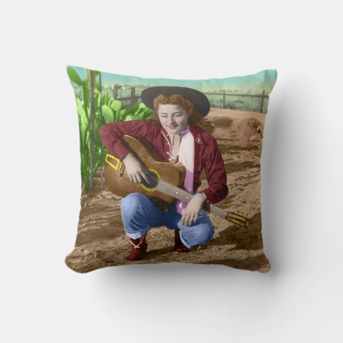 Lonesome Cowgirl Throw Pillow