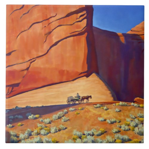 Lonesome Journey Western Art by Maynard Dixon Ceramic Tile
