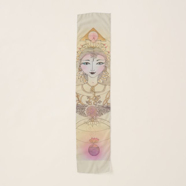 Long (10" x 45"), White chiffon mystical scarf (Front)