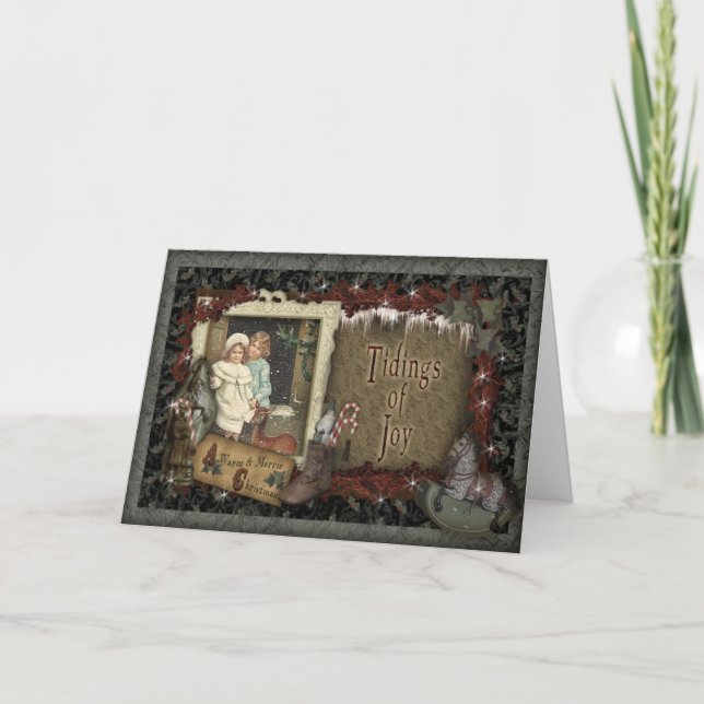 Long-ago Wishes Vintage Christmas Card (Front)