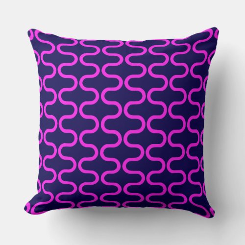 Long and winding fuchsia color lines throw pillow