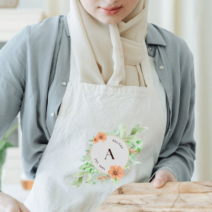 Long apron - Personalised gift - ‘Floral peach’
