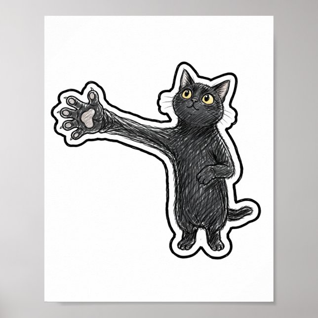 Long Arm Black Cat Poster (Front)