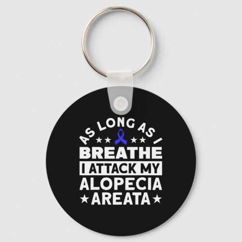 Long As I Breathe Support Alopecia Awareness Ribbo Keychain