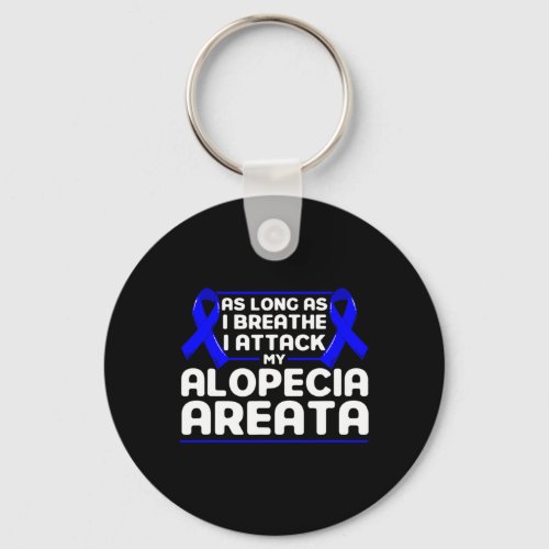 Long As I Breathe Support Alopecia Awareness Ribbo Keychain