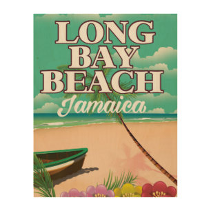 Long bay beach Jamaica travel poster