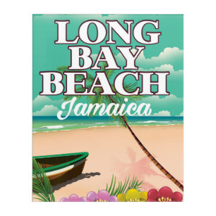 Long bay beach Jamaica travel poster Acrylic Print