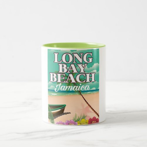 Long bay beach Jamaica travel poster Two_Tone Coffee Mug