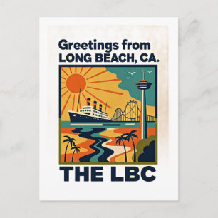 Long Beach CA LBC Retro Travel Postcard