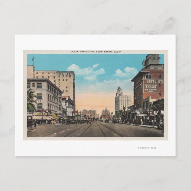 Long Beach, CA - Ocean Boulevard View Postcard (Front)