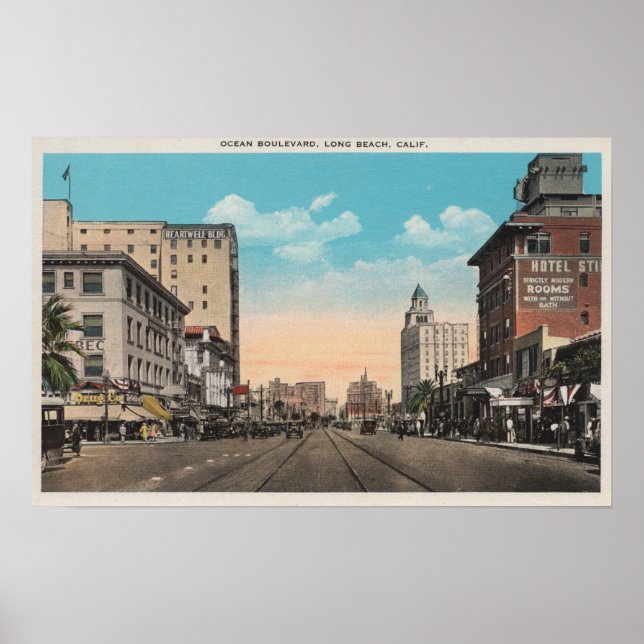 Long Beach, CA - Ocean Boulevard View Poster (Front)