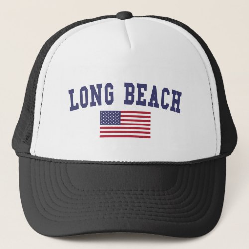 Long Beach CA US Flag Trucker Hat